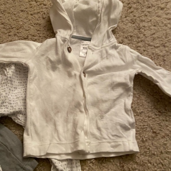 Carters 9 month 3 piece outfit gender neutral word art happy little loved - Picture 4 of 7